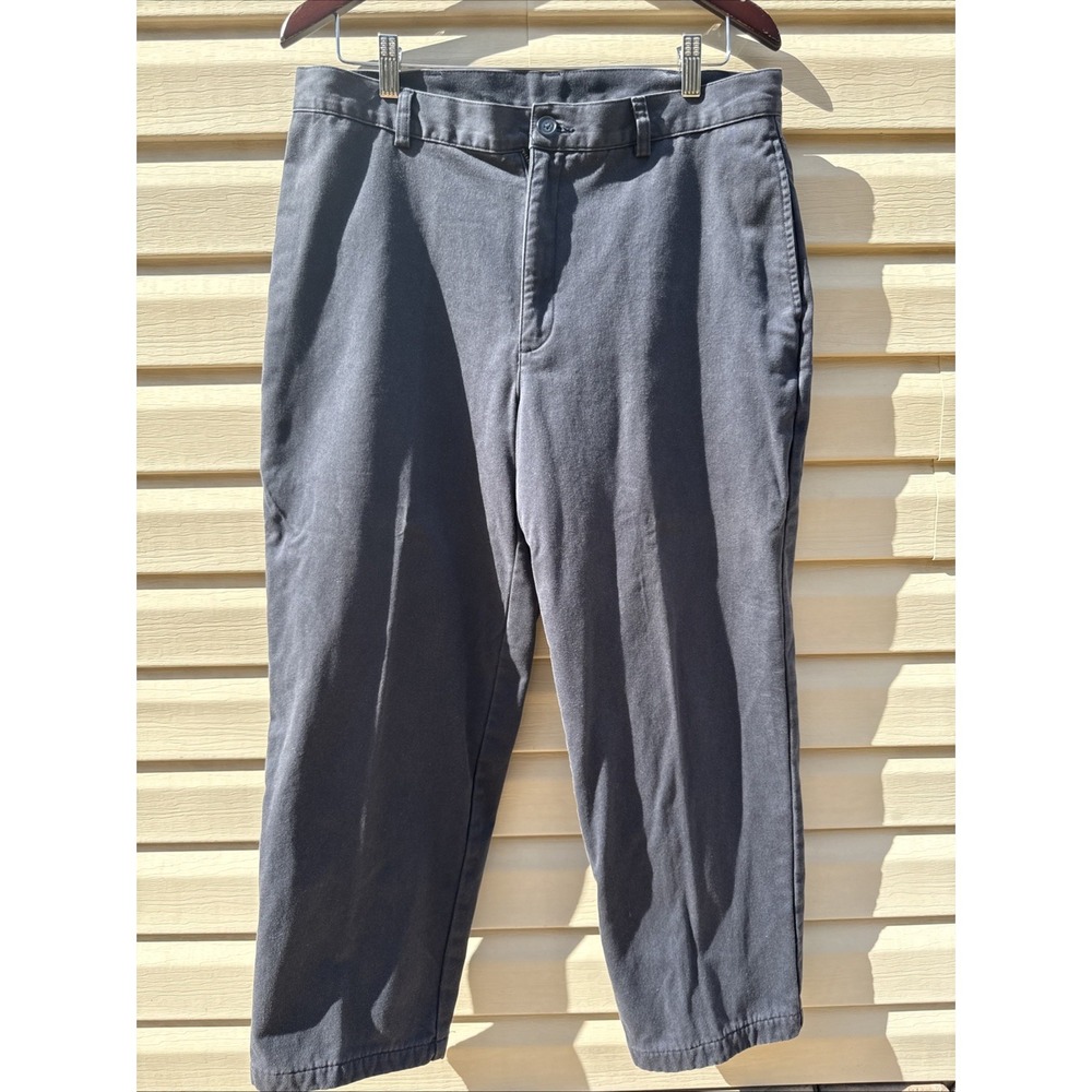 LL Bean Pants Mens 34x29 Blue Khakis Flannel Lined Natural Fit